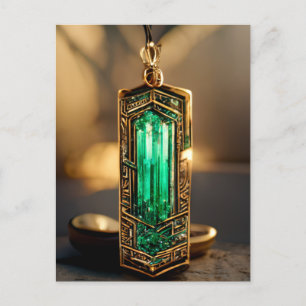 Emerald Art Deco pendant Postcard