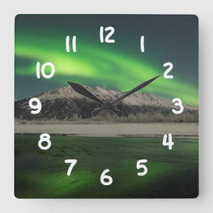 Emerald Aurora Square Wall Clock