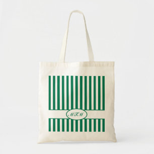 Emerald Autumnal Stripes with monogram Tote Bag