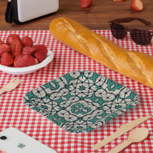 Emerald axis abstract geometric pattern 1284 paper plate