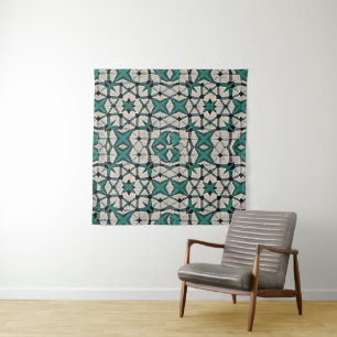 Emerald axis abstract geometric pattern 1284 tapestry