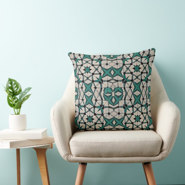 Emerald axis abstract geometric pattern 1284 throw pillow (Chair)