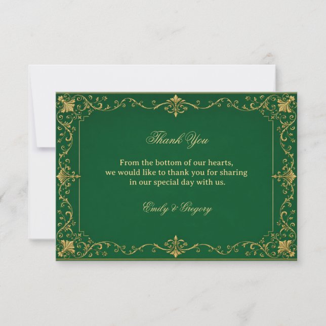 Emerald Baroque Artwork Celtic Thank You Card (Front)