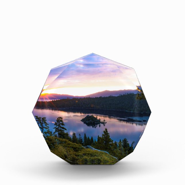 Emerald Bay Lake Tahoe Glass Desk Photo Art (Front)