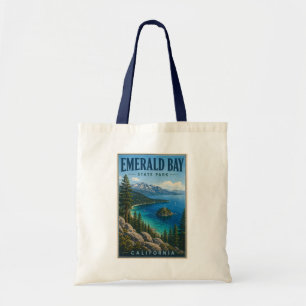Emerald Bay State Park California Illustration Tote Bag
