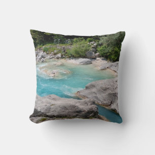 Emerald Beauty Soca River Nature Photography Throw Pillow
