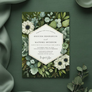 Emerald Bloom Botanical Wedding Invitation