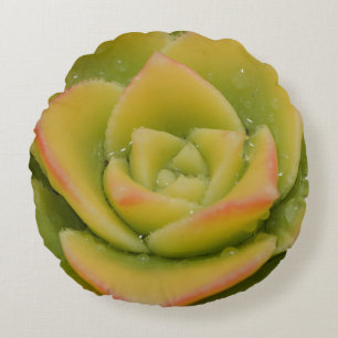 Emerald Bloom: Nature’s Liquid Jewel Round Pillow