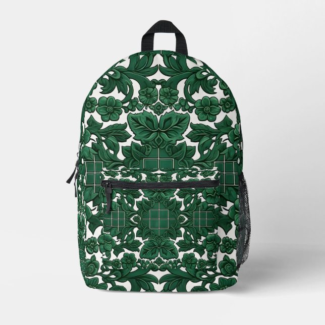 Emerald Bloom Printed Backpack (Front)