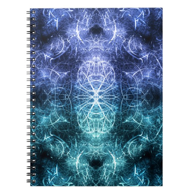 Emerald Blue Crystalline Energy Fractal Art Notebook (Front)