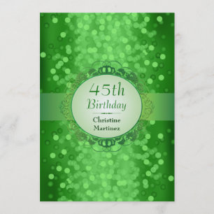 Emerald Bokeh Photo Birthday Party Invitation