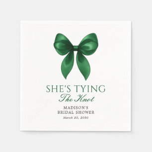 Emerald Bow She's Tying the Knot Bridal Shower Napkin