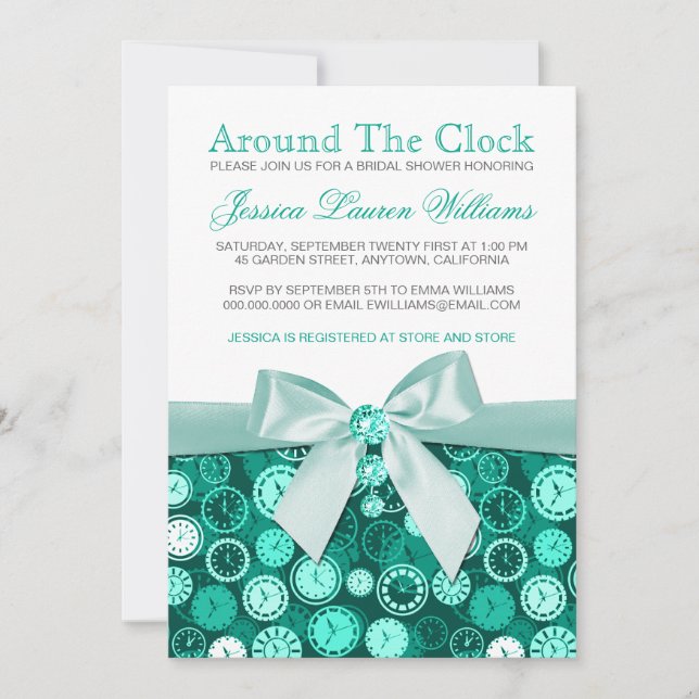Emerald Bridal Shower Theme Around The Clock Invit Invitation (Front)