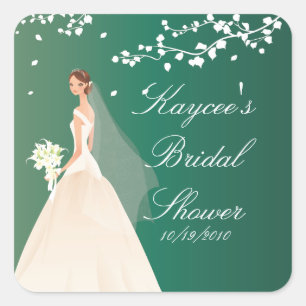 Emerald Bride Bridal Shower Square Sticker