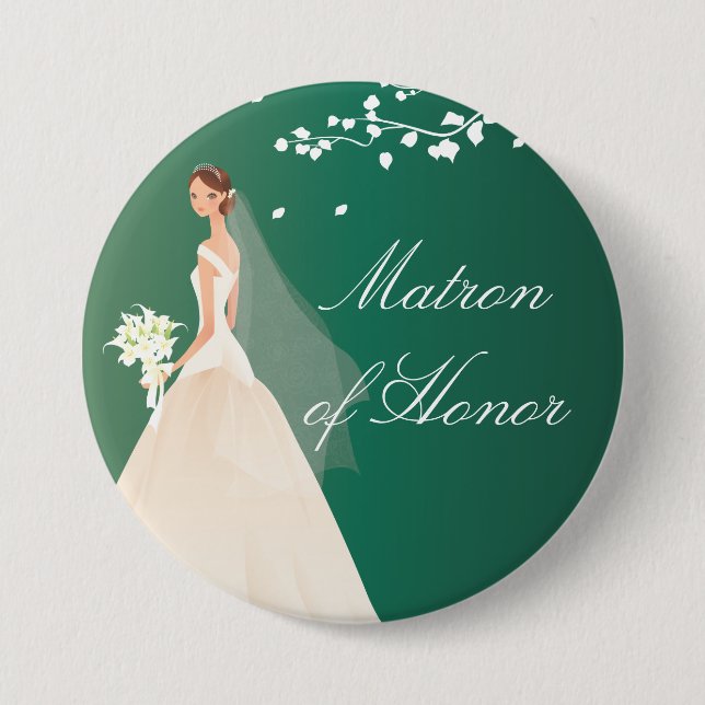 Emerald Bride Matron Honour Bridal Party  Button (Front)
