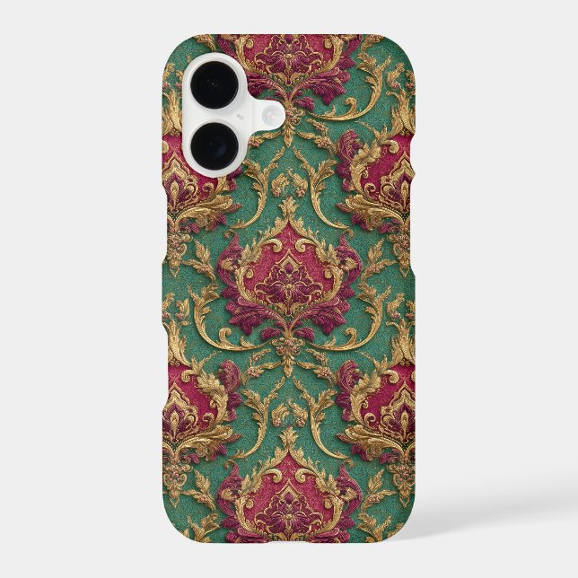 Emerald Burgundy Baroque Damask (Verso)
