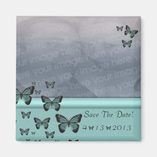 Emerald Butterflies Save The Date Magnet