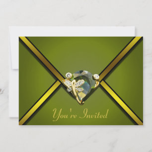 Emerald Butterfly Jewelled Party Invitation