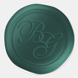 Emerald Calligraphy Monogram Wax Seal Stickers