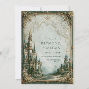 Emerald Castle Map Wedding Invitation
