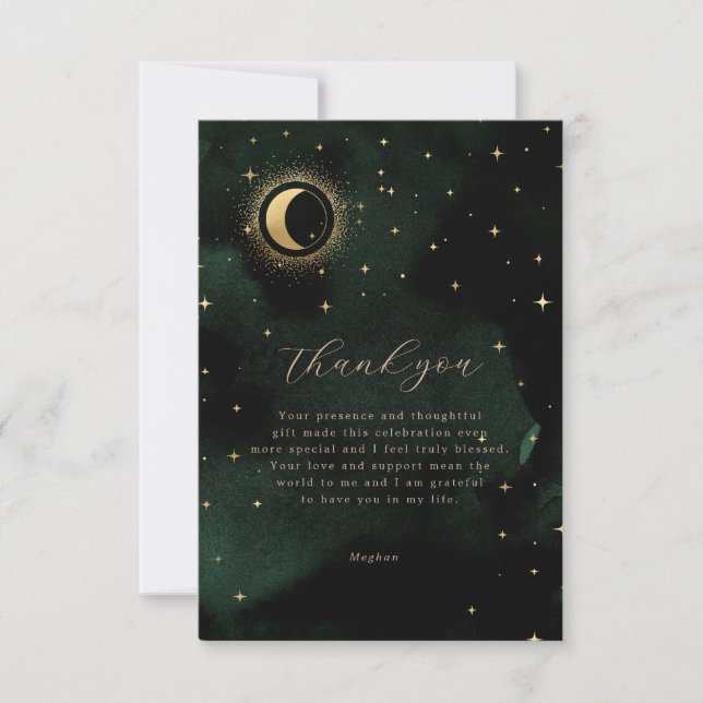 Emerald Celestial Quinceanera Carte de remerciemen (Devant)