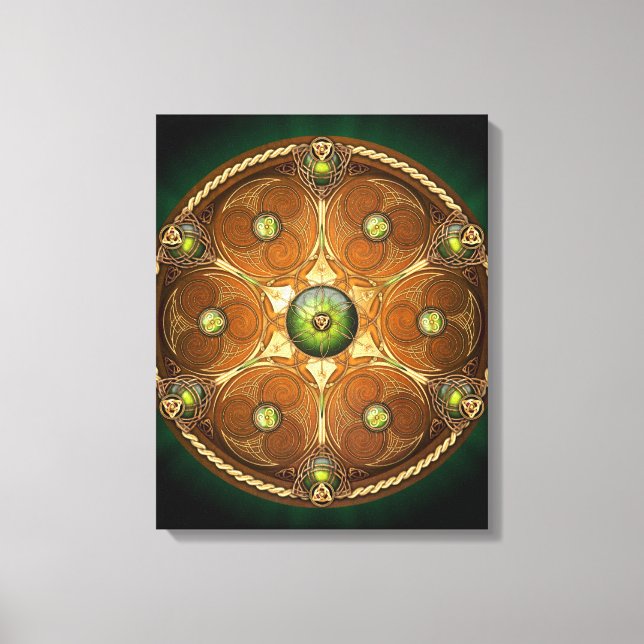 Emerald Celtic Chieftain's Shield Canvas Print (Front)