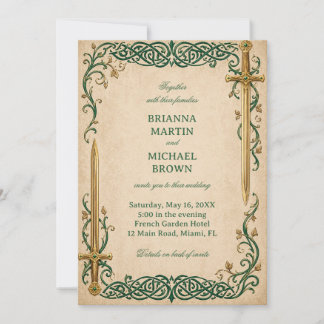 Emerald Celtic Swordwork Invitation