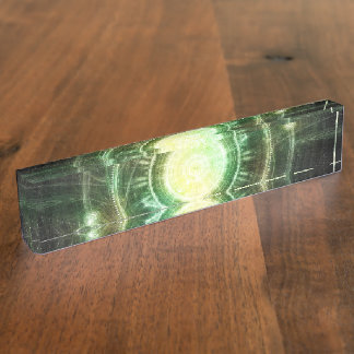 Emerald Chaos Clock, Steampunk Spellshaper Fractal Nameplate