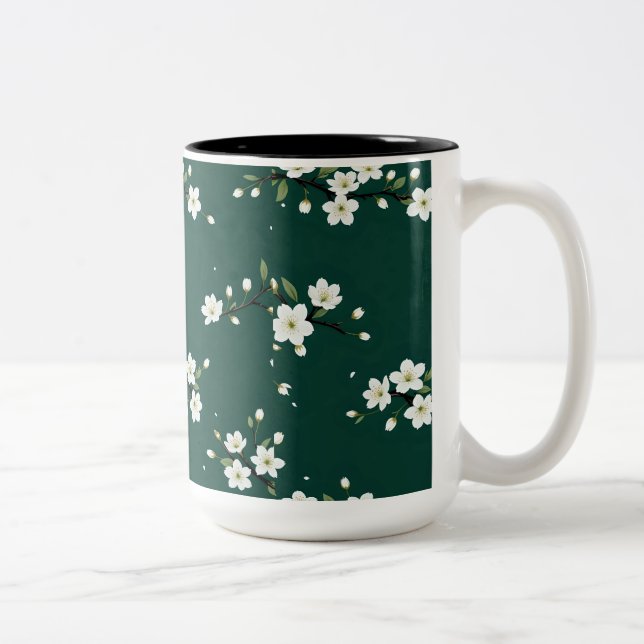 Emerald Cherry Blossom Petal Mug (Right)