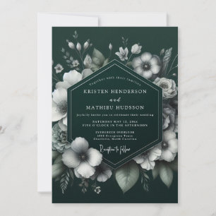 Emerald Chiaroscuro Bloom Wedding Invitation