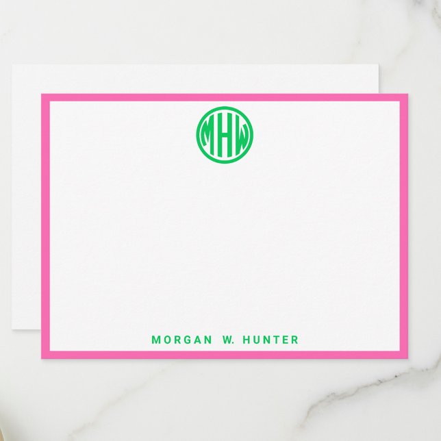 Emerald Circle Monogram Font #5DS DIY BG Hot Pink Thank You Card (Creator Uploaded)