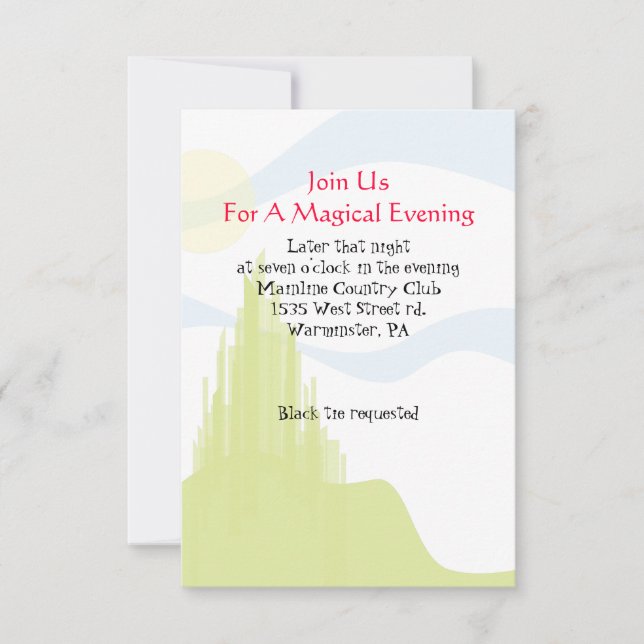 EMERALD CITY Bat Mitzvah Wizard of Oz Party Card (Front)