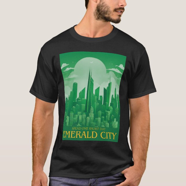 Emerald City Vintage Travel Poster  T-Shirt (Front)