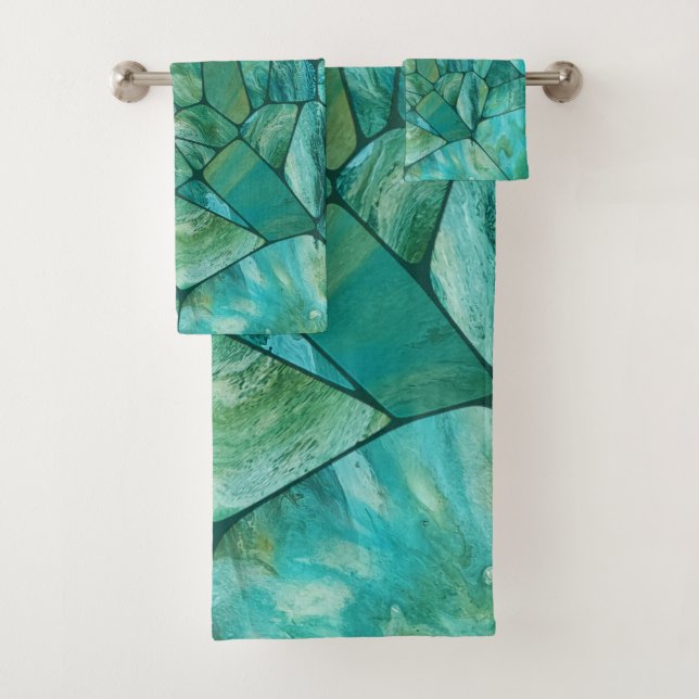 Emerald Coast Marble cells abstract art Bath Towel Set (Insitu)