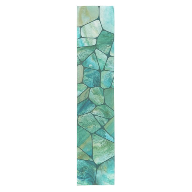 Emerald Coast Marble cells abstract art Short Table Runner (Front)