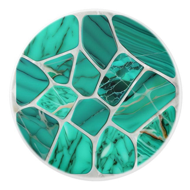 Emerald Coast Marble Mosaic cells abstract art Ceramic Knob (Front)