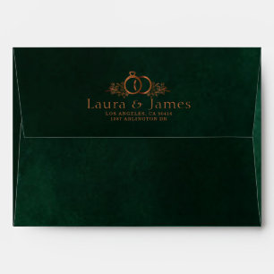 Emerald Copper Calligraphy Minimal Wedding  Envelope