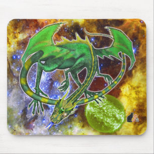 Emerald Cosmic Dragon Mouse Pad