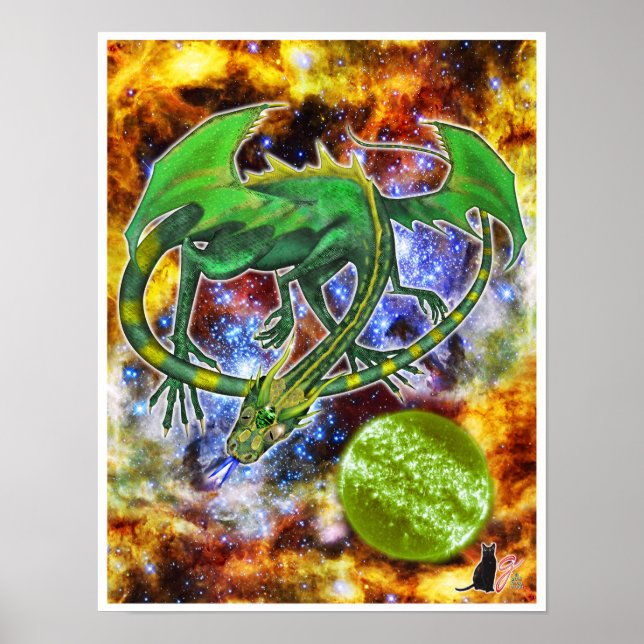 Emerald Cosmic Dragon Poster (Front)