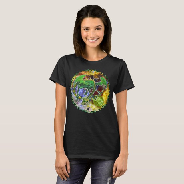 Emerald Cosmic Dragon T-Shirt (Front Full)