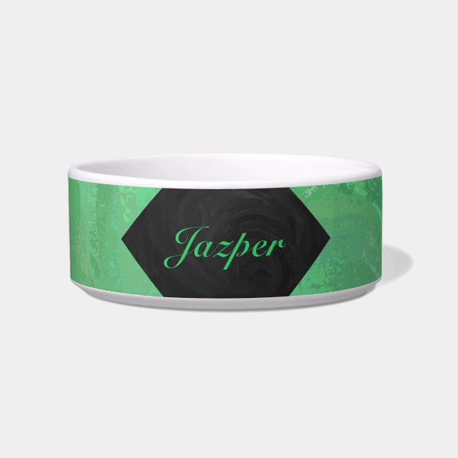 Emerald Cream and Black Monogram Bowl (Front)