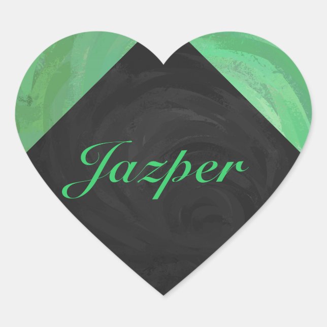 Emerald Cream and Black Monogram Heart Sticker (Front)