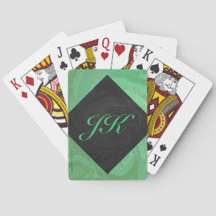 Emerald Cream and Black Monogram Playing Cards