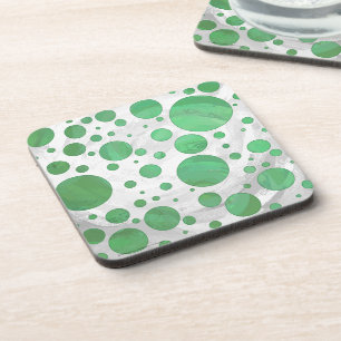 Emerald Cream Polka Dot Coaster