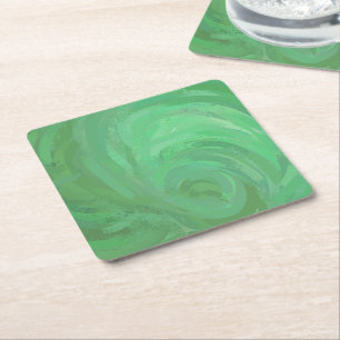 Emerald Cream Square Paper Coaster