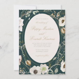 Emerald & Cream Wildflower Wedding Invitation