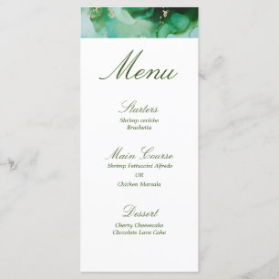 Emerald Dark Green Gold Elegant Watercolor Menu