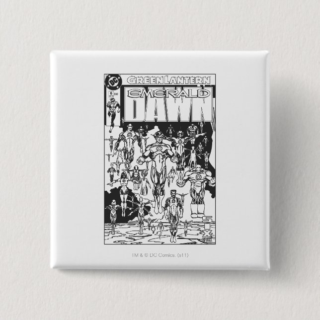 Emerald Dawn Cover, Black and White 2 Inch Square Button (Front)