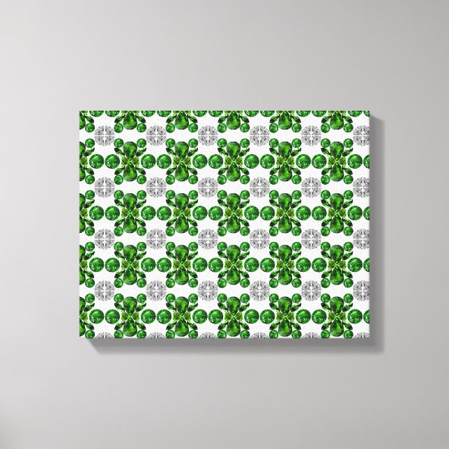 Emerald Diamond Gemstone Art Green Canvas Print (Front)