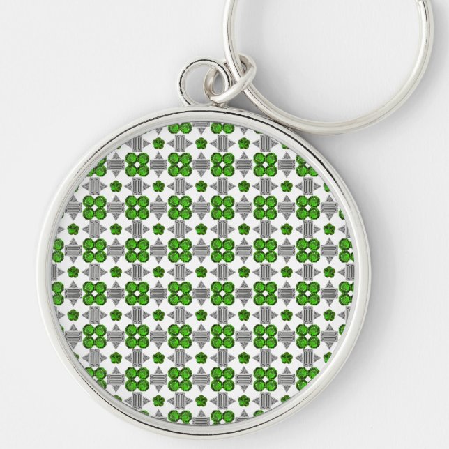 Emerald Diamond Gemstone Art, Green Keychain (Front)